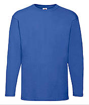 Яскраво-Синя чоловіча футболка з довгим рукавом базова Valueweight long sleeve Fruit of the loom, фото 6