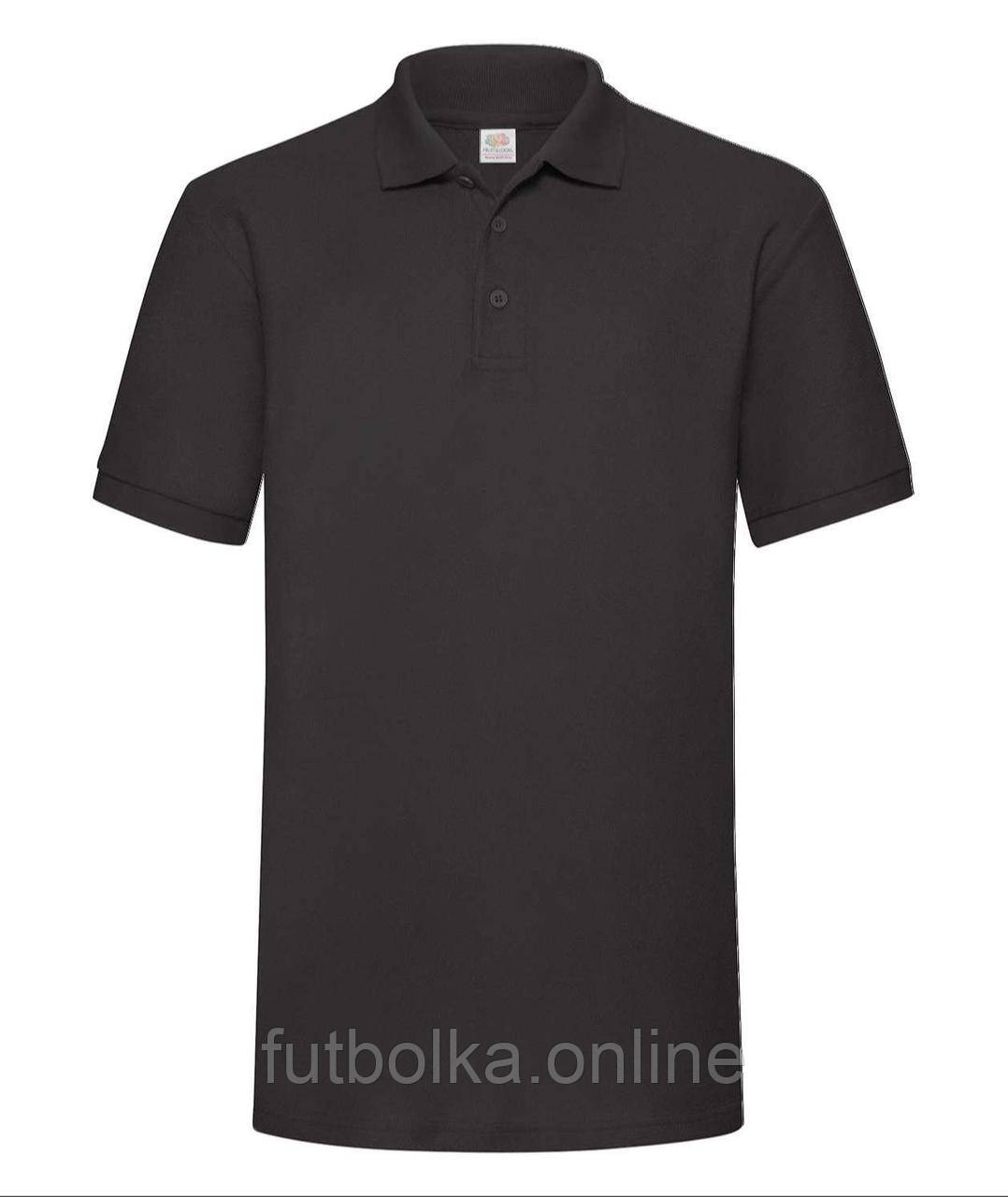 Чорне поло чоловіче щільне 65/35 Heavy polo Fruit of the loom