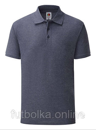 Темно-Синє Меланжеве поло чоловіче класичне 65/35 Polo Fruit of the loom, фото 1