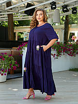 Бавовняне літнє плаття вільного крою міді з квітами великі розміри, фото 4