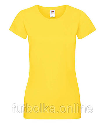 Жовта футболка жіноча м'яка Sofspun lady-fit Fruit of the loom, фото 1