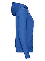 Яскраво-Синя жіноча толстовка на замку Classic hooded sweat Fruit of the loom, фото 2