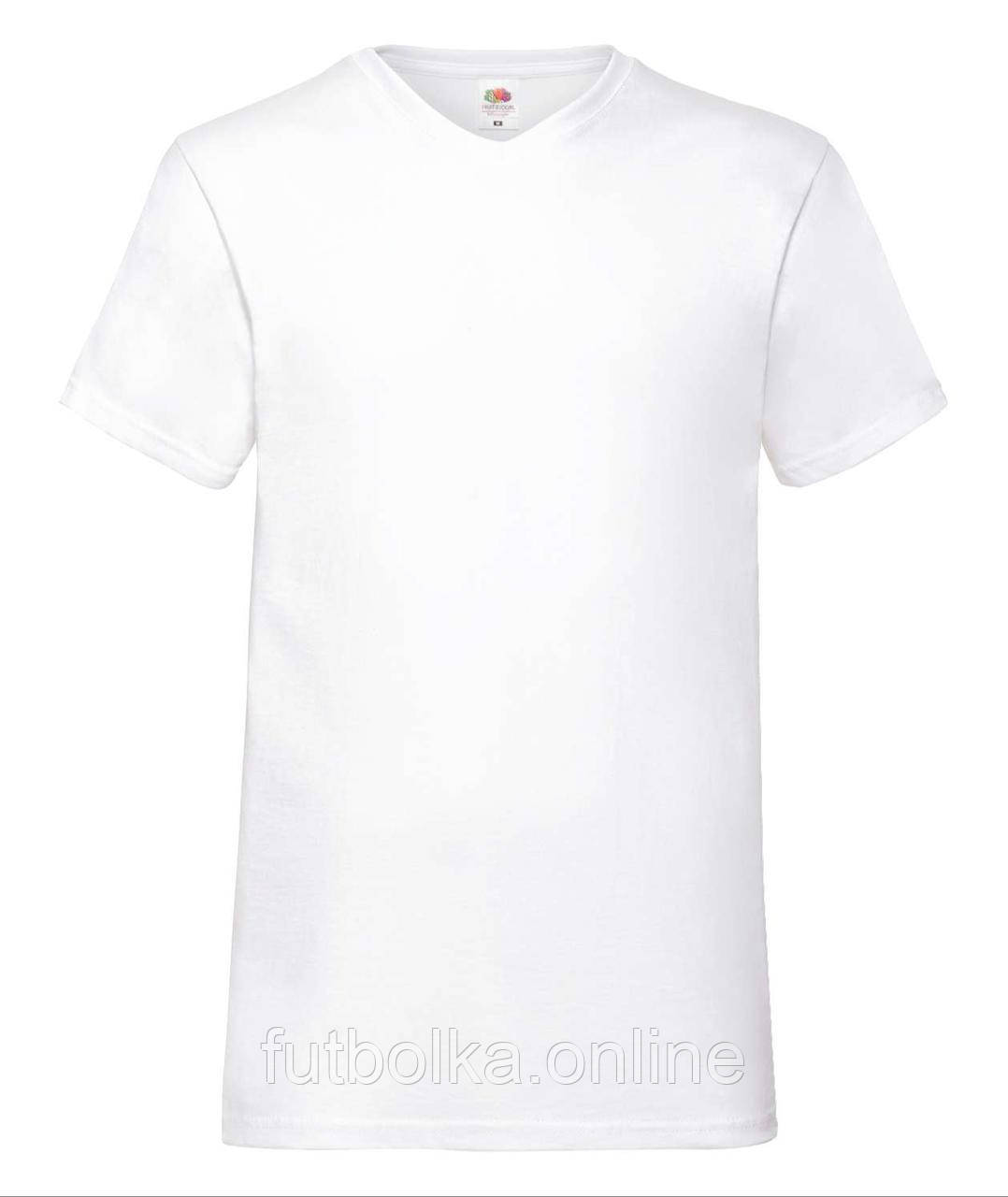 Біла чоловіча футболка базова з V-подібним вирізом Valueweight v-neck Fruit of the loom