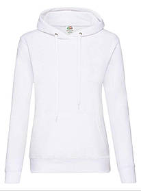 Біла жіноча толстовка на замку Classic hooded sweat Fruit of the loom