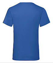 Яскраво-Синя чоловіча футболка базова з V-подібним вирізом Valueweight v-neck Fruit of the loom, фото 4