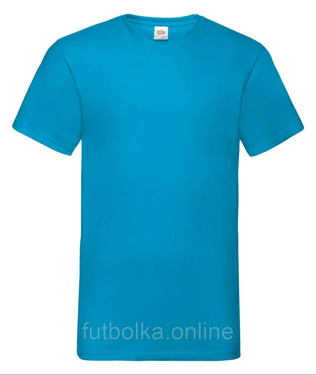 Ультрамаринова чоловіча футболка базова з V-подібним вирізом Valueweight v-neck Fruit of the loom