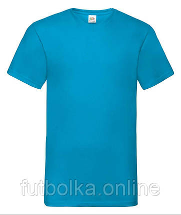 Ультрамаринова чоловіча футболка базова з V-подібним вирізом Valueweight v-neck Fruit of the loom, фото 1