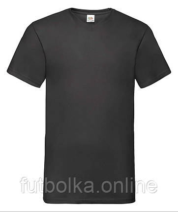 Чорна чоловіча футболка базова з V-подібним вирізом Valueweight v-neck Fruit of the loom, фото 1