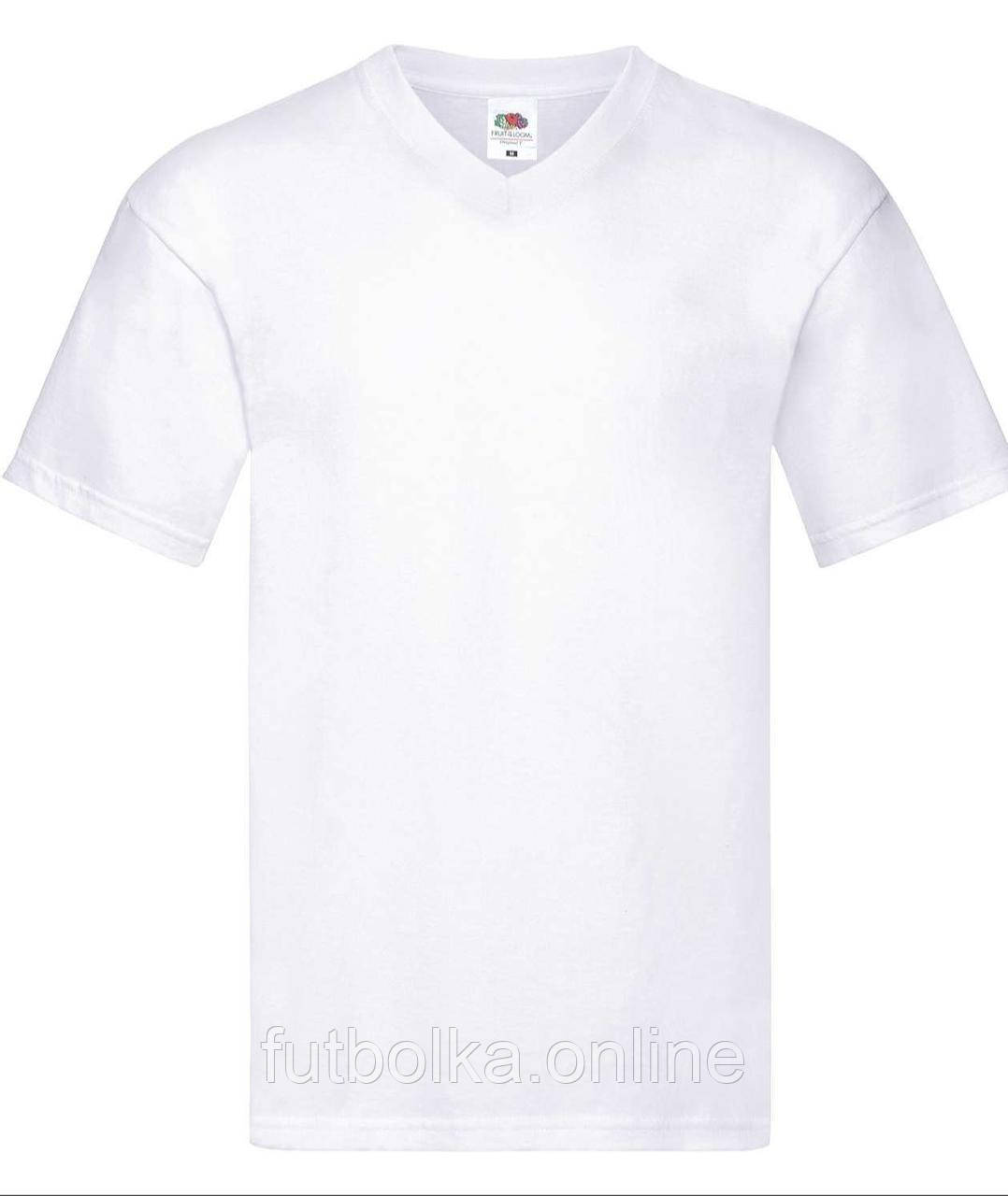 Біла чоловіча футболка літня з V-подібним вирізом Original V-neck Fruit of the loom