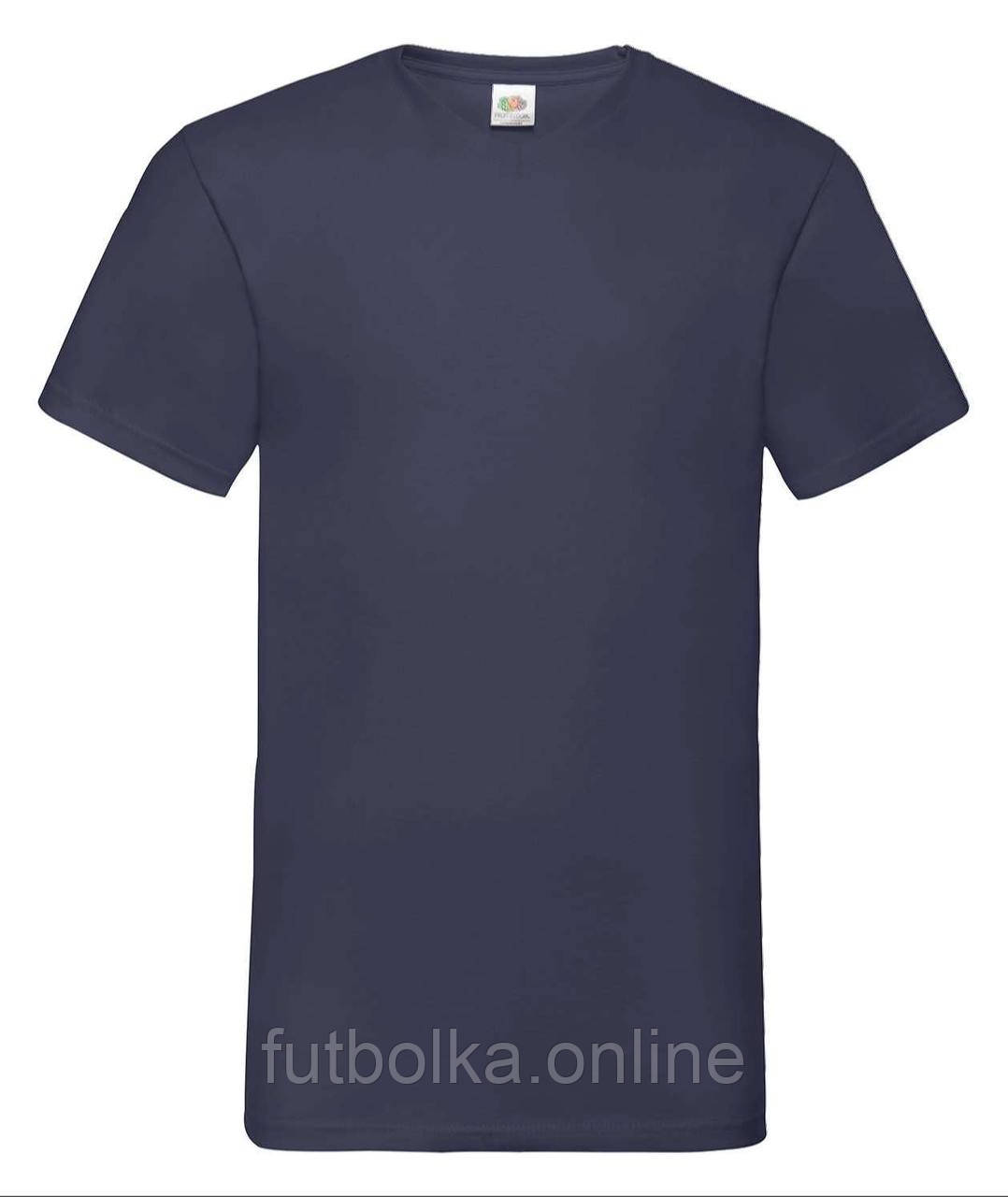 Глибоко Темно-Синя чоловіча футболка базова з V-подібним вирізом Valueweight v-neck Fruit of the loom