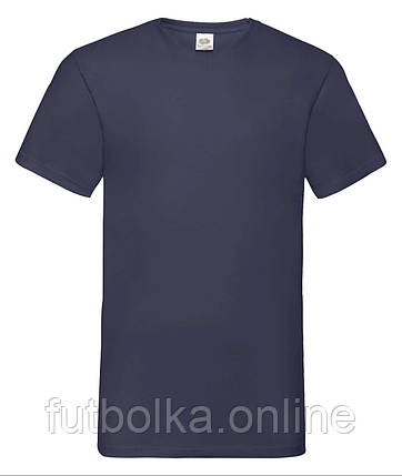 Глибоко Темно-Синя чоловіча футболка базова з V-подібним вирізом Valueweight v-neck Fruit of the loom, фото 1