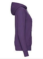 Фіолетова жіноча толстовка на замку Classic hooded sweat Fruit of the loom, фото 3