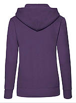 Фіолетова жіноча толстовка на замку Classic hooded sweat Fruit of the loom, фото 4