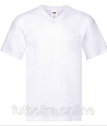 Біла чоловіча футболка літня з V-подібним вирізом Original V-neck Fruit of the loom, фото 1