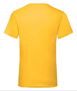 Сонячно Жовта чоловіча футболка базова з V-подібним вирізом Valueweight v-neck Fruit of the loom, фото 4