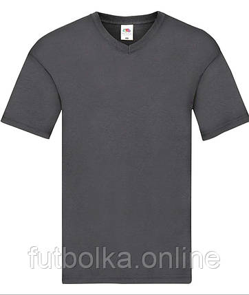 Графітова чоловіча футболка літня з V-подібним вирізом Original V-neck Fruit of the loom, фото 1