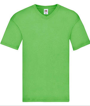 Лаймова чоловіча футболка літня з V-подібним вирізом Original V-neck Fruit of the loom, фото 1