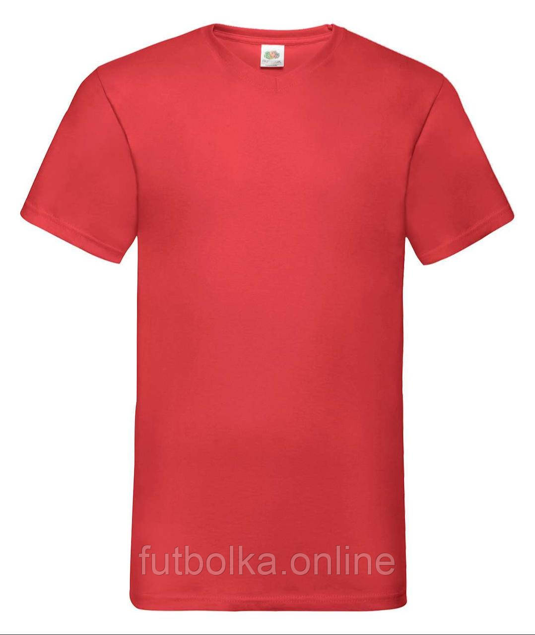 Червона чоловіча футболка базова з V-подібним вирізом Valueweight v-neck Fruit of the loom