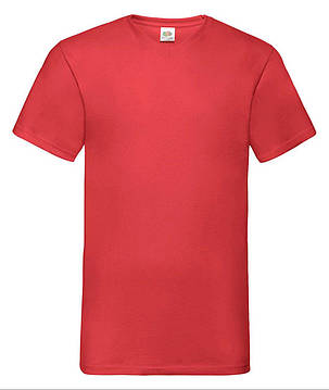 Червона чоловіча футболка базова з V-подібним вирізом Valueweight v-neck Fruit of the loom, фото 1