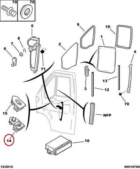 Кнопка склопідйомника лівих дверей Fiat Ducato 244, Peugeot Boxer, Citroen Jumper (2002-2006), 735335418