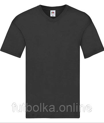 Чорна чоловіча футболка літня з V-подібним вирізом Original V-neck Fruit of the loom, фото 1