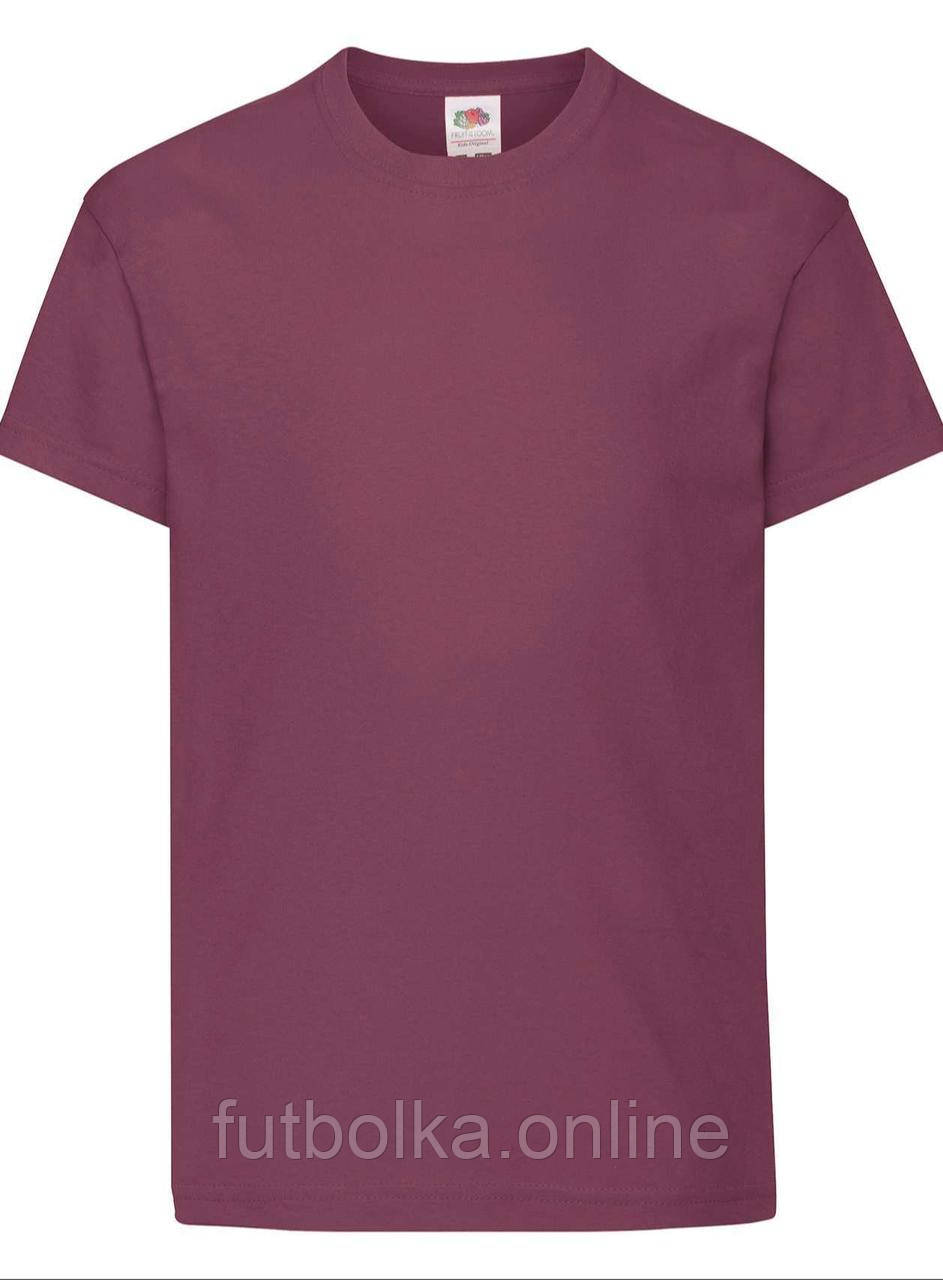 Бордова дитяча футболка модна Original kids T Fruit of the loom