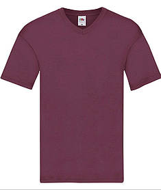 Бордова чоловіча футболка літня з V-подібним вирізом Original V-neck Fruit of the loom