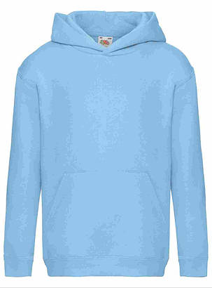 Небесно-Блакитна толстовка дитяча з капюшоном Premium hooded sweat kids Fruit of the loom, фото 1