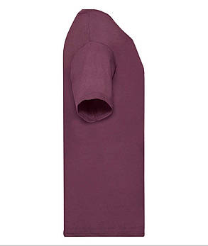 Бордова чоловіча футболка літня з V-подібним вирізом Original V-neck Fruit of the loom, фото 3