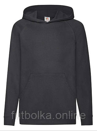 Чорна дитяча толстовка на замку Lightweight hooded sweat kids Fruit of the loom, фото 1