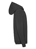Чорна дитяча толстовка на замку Lightweight hooded sweat kids Fruit of the loom, фото 2