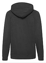 Чорна дитяча толстовка на замку Lightweight hooded sweat kids Fruit of the loom, фото 3