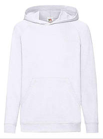Біла дитяча толстовка на замку Lightweight hooded sweat kids Fruit of the loom