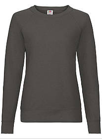 Графіт жіночий світшот легкий Lightweight raglan sweat lady-fit Fruit of the loom