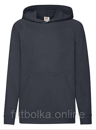 Глибоко Темно-Синя дитяча толстовка на замку Lightweight hooded sweat kids Fruit of the loom, фото 1