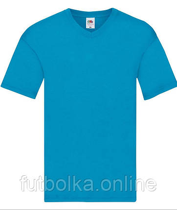 Ультрамаринова чоловіча футболка літня з V-подібним вирізом Original V-neck Fruit of the loom, фото 1