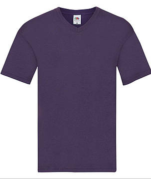 Фіолетова чоловіча футболка літня з V-подібним вирізом Original V-neck Fruit of the loom, фото 1