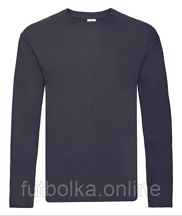 Глибоко Темно-Синя футболка з довгим рукавом чоловіча легка Original long sleeve T Fruit of the loom, фото 1