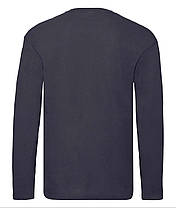 Глибоко Темно-Синя футболка з довгим рукавом чоловіча легка Original long sleeve T Fruit of the loom, фото 4