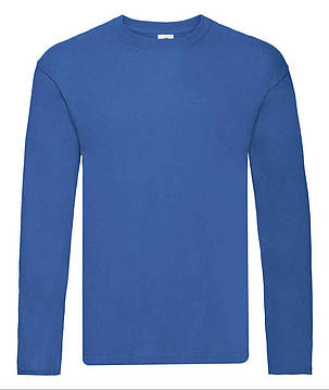 Яскраво-Синя футболка з довгим рукавом чоловіча легка Original long sleeve T Fruit of the loom, фото 1