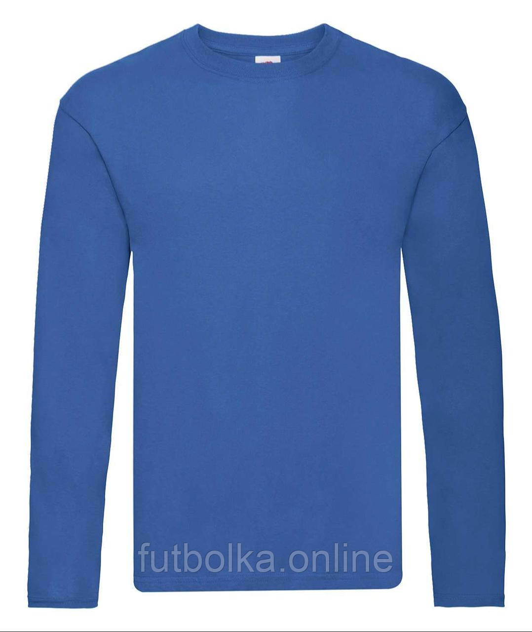 Яскраво-Синя футболка з довгим рукавом чоловіча легка Original long sleeve T Fruit of the loom