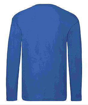 Яскраво-Синя футболка з довгим рукавом чоловіча легка Original long sleeve T Fruit of the loom, фото 4