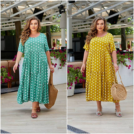 Бавовняне літнє плаття вільного крою міді з малюнками великі розміри, фото 1