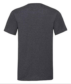 Темно-Сіра Меланж чоловіча футболка базова з V-подібним вирізом Valueweight v-neck Fruit of the loom, фото 3