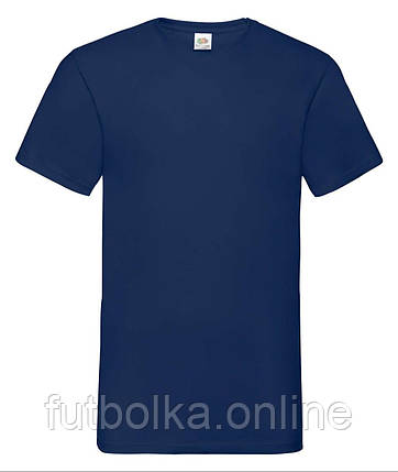 Темно-Синя чоловіча футболка базова з V-подібним вирізом Valueweight v-neck Fruit of the loom, фото 1