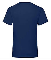 Темно-Синя чоловіча футболка базова з V-подібним вирізом Valueweight v-neck Fruit of the loom, фото 4