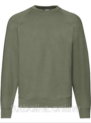 Оливковий реглан чоловічий зимовий Classic raglan sweat Fruit of the loom, фото 1