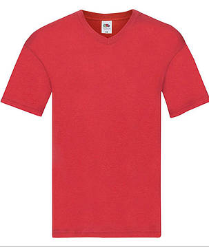 Червона чоловіча футболка літня з V-подібним вирізом Original V-neck Fruit of the loom, фото 1