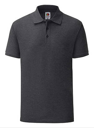 Темно-Сіра Меланж футболка поло чоловіча приталена 65/35 Tailored Fit Polo Fruit of the loom, фото 1