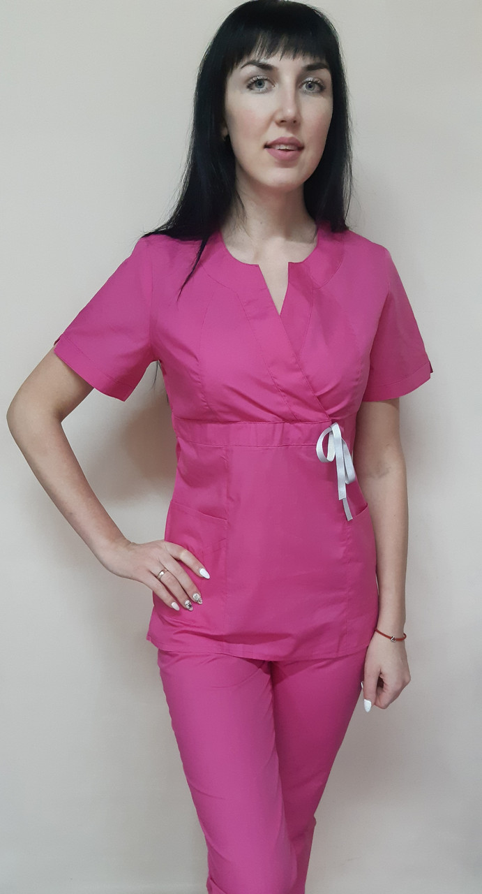 Жіночий медичний костюм Сакура бавовна короткий рукав
